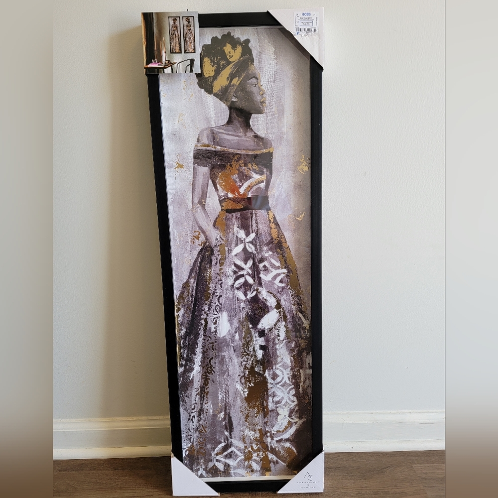 African Inspired Wall Art with Frame, 35.5"×12"